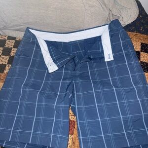 Under Armour Blue Plaid Men's Flat Front Shorts